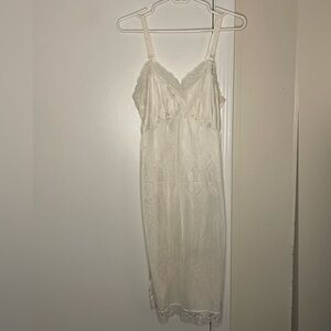 Silky Ivory/Off White Lace-Trim Slip Dress